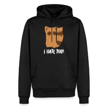 Waschbär – Waschbären – Waschbärfan – I hate you - Männer Premium Bio Hoodie - Schwarz - Vorne - Nico (187cm)