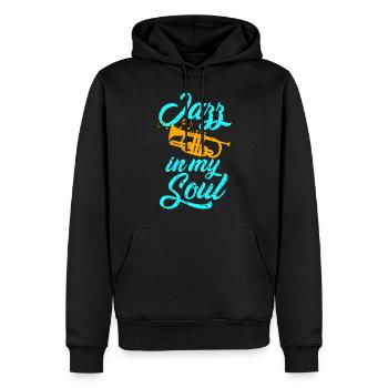 Musique jazz - Sweat à capuche Premium bio Homme - noir - Devant - Nico (187cm)