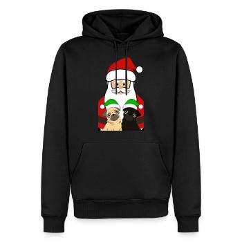 Weihnachtsmann mit Möpse Mops Geschenk - Männer Premium Bio Hoodie - Schwarz - Vorne - Nico (187cm)