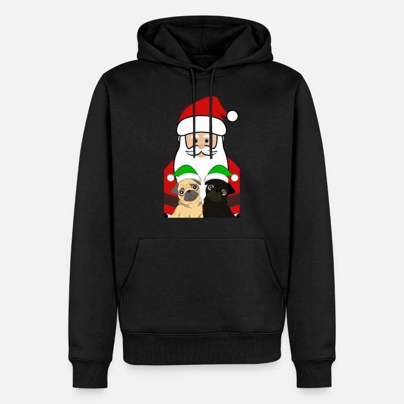 Weihnachtsmann mit Möpse Mops Geschenk - Männer Premium Bio Hoodie - Schwarz