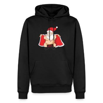 Merry Christmas Nackter Weihnachtsmann Geschenk - Männer Premium Bio Hoodie - Schwarz - Vorne - Nico (187cm)