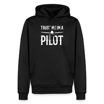 Pilot - Männer Premium Bio Hoodie - Schwarz - Vorne - Nico (187cm)