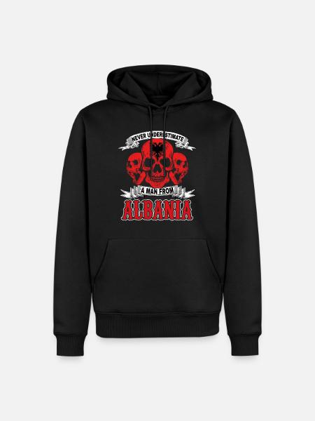 Skull Albania Albanian flag gift - Men’s Premium Organic Hoodie - black
