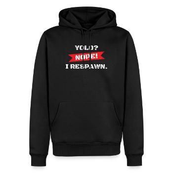 YOLO Nein ich Respawn - Männer Premium Bio Hoodie - Schwarz - Vorne - Nico (187cm)