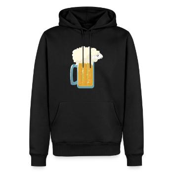 Bière mouton sous forme de mousse de bière - Sweat à capuche Premium bio Homme - noir - Devant - Nico (187cm)
