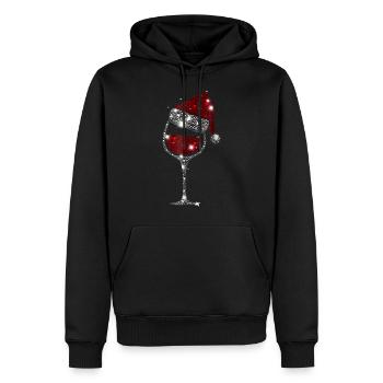 Weihnachtswein-Hemd Glas Rotwein-Sankt-Hut - Männer Premium Bio Hoodie - Schwarz - Vorne - Nico (187cm)