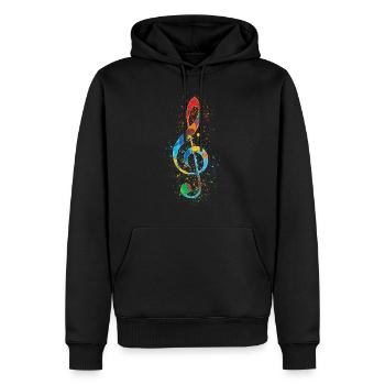 Treble Clef Paint Splatter Art Colorful & Vibrant - Men’s Premium Organic Hoodie - black - Front - Nico (187cm)