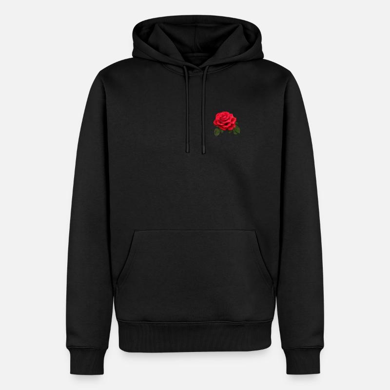 Rote Rosen-Design-Geschenkidee - Männer Premium Bio Hoodie - Schwarz