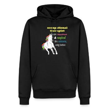 Ergothérapeute - Sweat à capuche Premium bio Homme - noir - Devant - Nico (187cm)