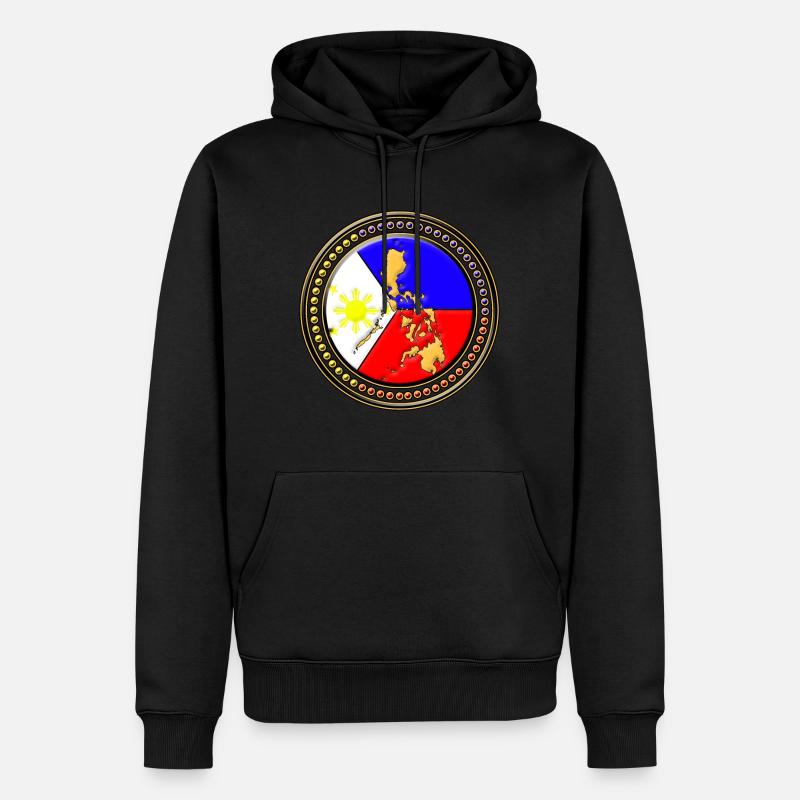 Carte du drapeau des Philippines - Sweat à capuche Premium bio Homme - noir