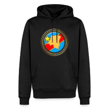 Carte du drapeau Congo - Congo - Sweat à capuche Premium bio Homme - noir - Devant - Nico (187cm)