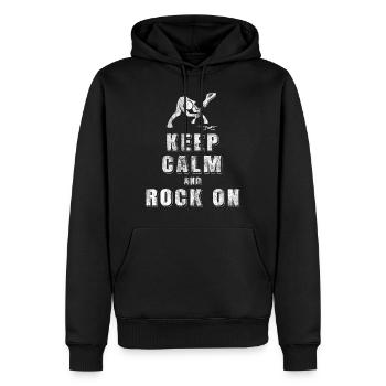 Musique rock n roll - Sweat à capuche Premium bio Homme - noir - Devant - Nico (187cm)