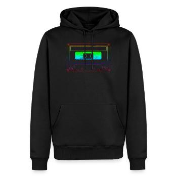 Kassette 80er Neon - Männer Premium Bio Hoodie - Schwarz - Vorne - Nico (187cm)