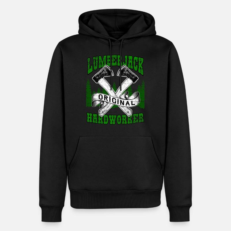Ouvrier forestier bûcheron - Sweat à capuche Premium bio Homme - noir