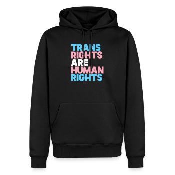 Les droits des personnes trans sont des droits de la personne - Sweat à capuche Premium bio Homme - noir - Devant - Nico (187cm)