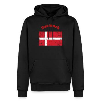 Dänische Flaggen mit Text - Männer Premium Bio Hoodie - Schwarz - Vorne - Nico (187cm)