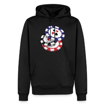 Poker Texas Hold'em Pokerface Casino All in Vegas - Männer Premium Bio Hoodie - Schwarz - Vorne - Nico (187cm)
