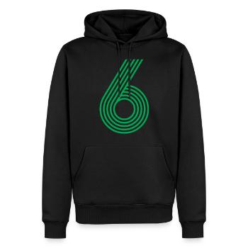 Zahl 6 Retro Trikots - Männer Premium Bio Hoodie - Schwarz - Vorne - Nico (187cm)
