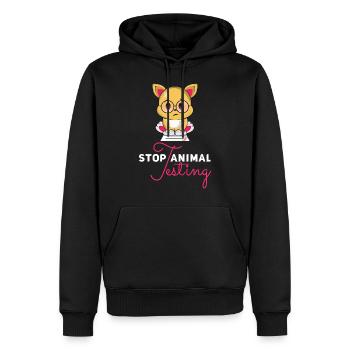 Arrêtez les tests sur les animaux: arrêtez le cadeau des essais sur les animaux - Sweat à capuche Premium bio Homme - noir - Devant - Nico (187cm)