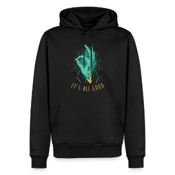 IT S ALL GOOD - Männer Premium Bio Hoodie - Schwarz - Vorne - Nico (187cm)