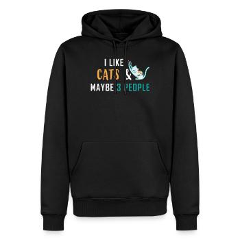 J'aime les chats et peut-être 3 personnes - Sweat à capuche Premium bio Homme - noir - Devant - Nico (187cm)