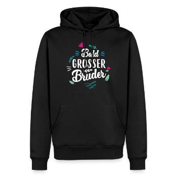 Bientôt grand frère - Sweat à capuche Premium bio Homme - noir - Devant - Nico (187cm)