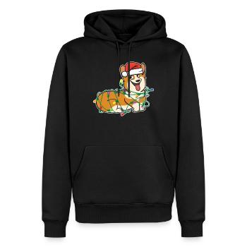 Corgi Dog String Lights Cadeau de Noël - Sweat à capuche Premium bio Homme - noir - Devant - Nico (187cm)