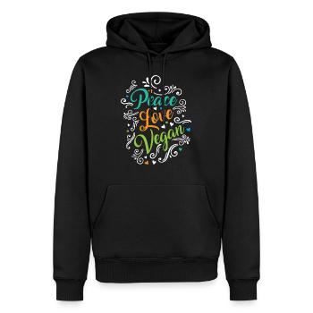 Peace Love Vegan - Männer Premium Bio Hoodie - Schwarz - Vorne - Nico (187cm)