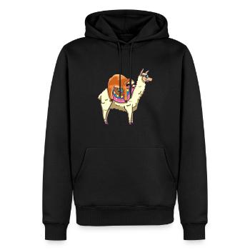 Sloth rides on lama riding lazy gift - Men’s Premium Organic Hoodie - black - Front - Nico (187cm)