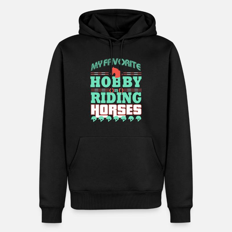 Hobby Pferde Reiten - Männer Premium Bio Hoodie - Schwarz