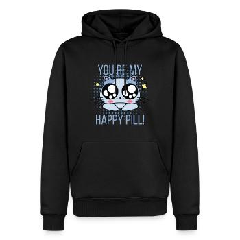 Happy pill chat heureux - Sweat à capuche Premium bio Homme - noir - Devant - Nico (187cm)