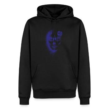 Muerta blue - Men’s Premium Organic Hoodie - black - Front - Nico (187cm)