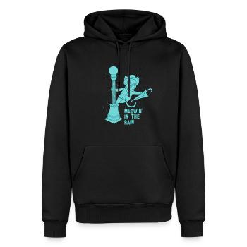 Meowin 'in the rain - Men’s Premium Organic Hoodie - black - Front - Nico (187cm)