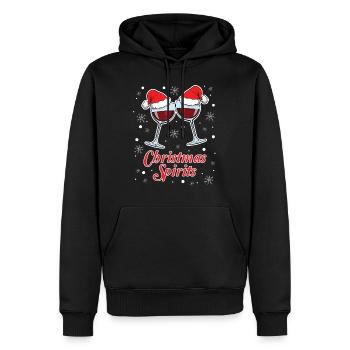 Wine Christmas Spirits Funny Women - Men’s Premium Organic Hoodie - black - Front - Nico (187cm)
