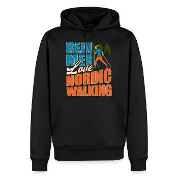 Nordic Walking - Männer Premium Bio Hoodie - Schwarz - Vorne - Nico (187cm)