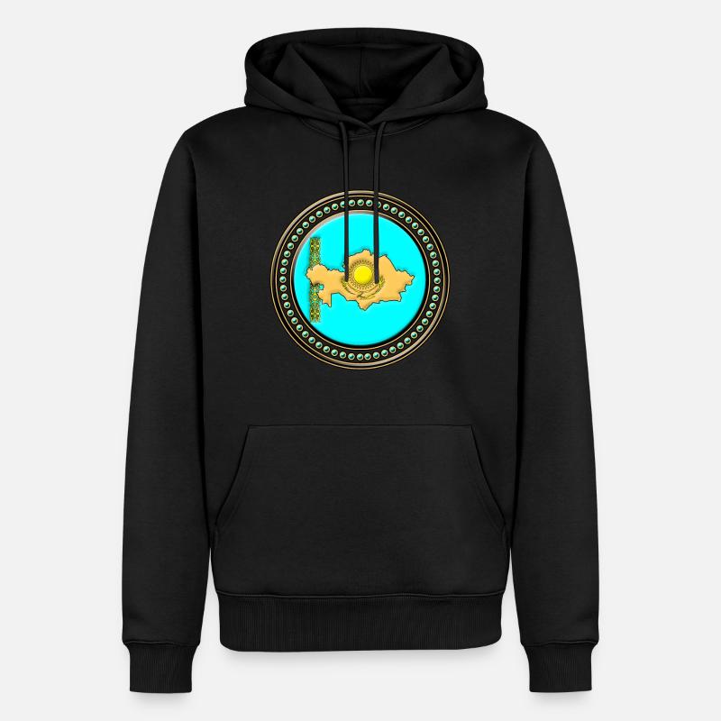 Carte drapeau kazakh - Sweat à capuche Premium bio Homme - noir