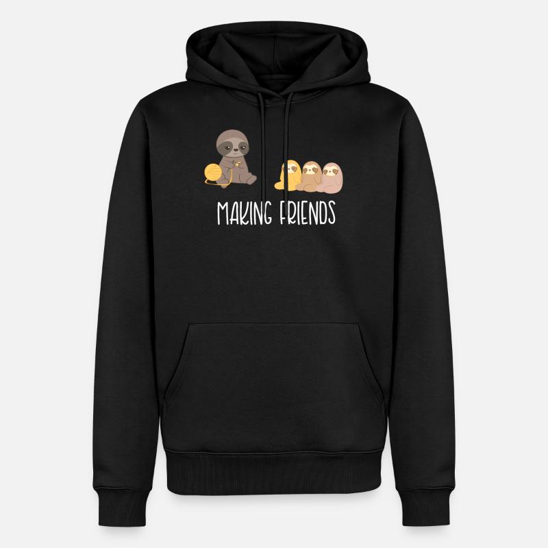 Faultier– Faultiere –Introvert - Freunde - Männer Premium Bio Hoodie - Schwarz