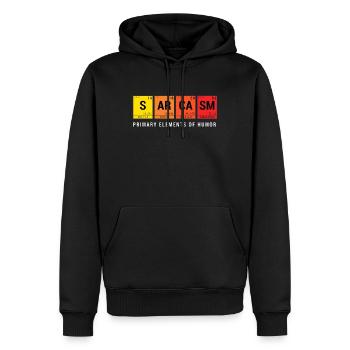Sarcasme - Principaux éléments de l'humour - Sweat à capuche Premium bio Homme - noir - Devant - Nico (187cm)