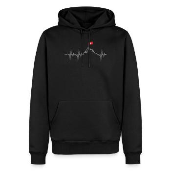 Schweiz Berge Wandern Herzschlag EKG Puls Geschenk - Männer Premium Bio Hoodie - Schwarz - Vorne - Nico (187cm)