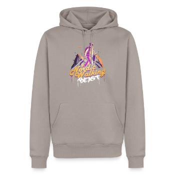 Marche nordique - Sweat à capuche Premium bio Homme - taupe - Devant - Nico (187cm)
