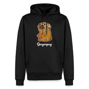 Pug Gingerbread Christmas Funny Dog - Men’s Premium Organic Hoodie - black - Front - Nico (187cm)