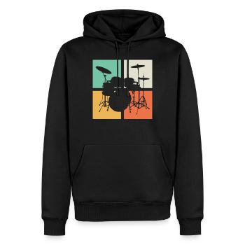 Kit de batterie Drumline - Sweat à capuche Premium bio Homme - noir - Devant - Nico (187cm)