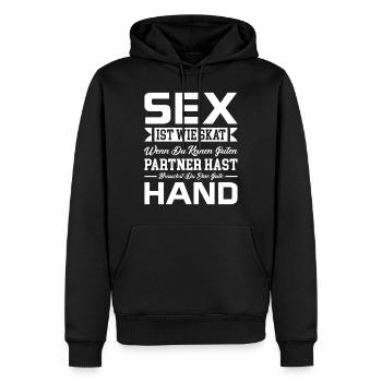Sex Skat Spruch - Männer Premium Bio Hoodie - Schwarz - Vorne - Nico (187cm)