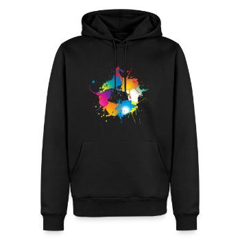 Bunte Farbkleckse ergeben einen Kreis - Männer Premium Bio Hoodie - Schwarz - Vorne - Nico (187cm)