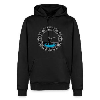 Pêche - Manger dormir poisson répéter - Sweat à capuche Premium bio Homme - noir - Devant - Nico (187cm)