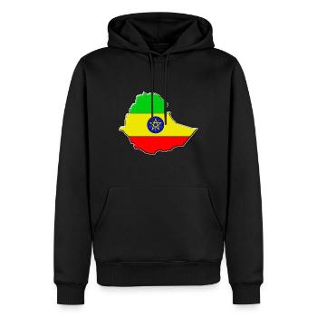 Ethiopie Carte du drapeau de l'Ethiopie - Sweat à capuche Premium bio Homme - noir - Devant - Nico (187cm)