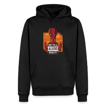 Sind wir nicht wirklich alle Aliens? - Männer Premium Bio Hoodie - Schwarz - Vorne - Nico (187cm)