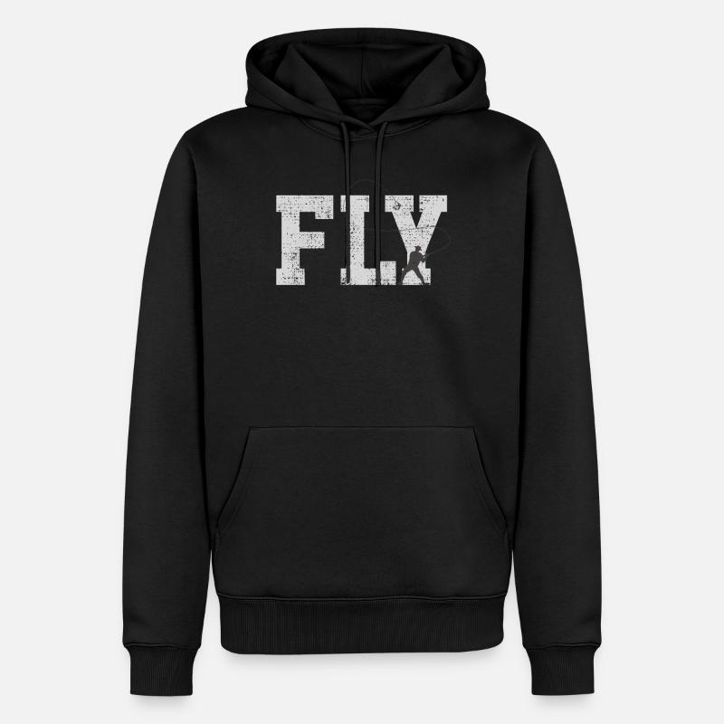 pêche à la mouche - Sweat à capuche Premium bio Homme - noir