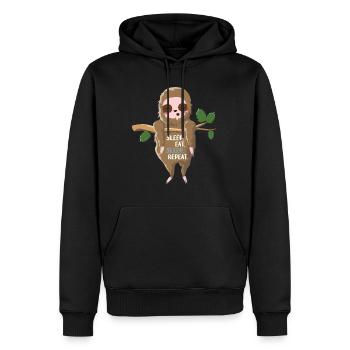 Sloth sleeps, eats and sleeps - Men’s Premium Organic Hoodie - black - Front - Nico (187cm)