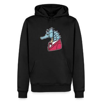 Seepferdchen Smoking Fisch Ozean Geschenk - Männer Premium Bio Hoodie - Schwarz - Vorne - Nico (187cm)